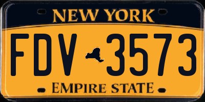 NY license plate FDV3573