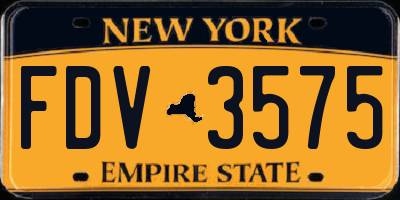 NY license plate FDV3575