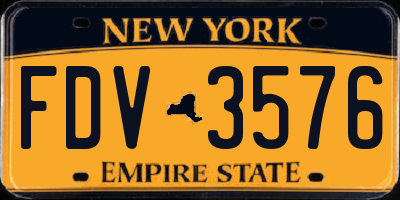 NY license plate FDV3576