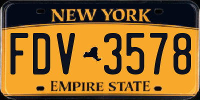 NY license plate FDV3578