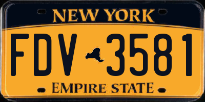 NY license plate FDV3581