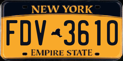 NY license plate FDV3610