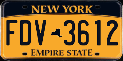 NY license plate FDV3612