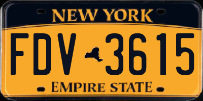 NY license plate FDV3615