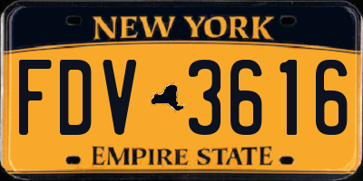 NY license plate FDV3616