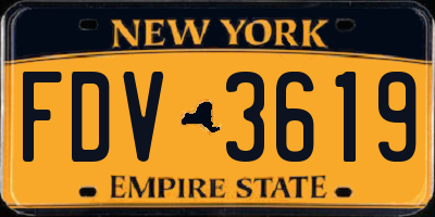 NY license plate FDV3619