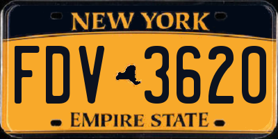 NY license plate FDV3620