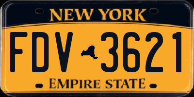 NY license plate FDV3621
