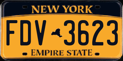 NY license plate FDV3623