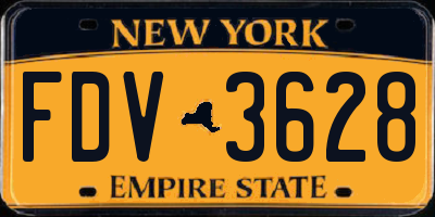 NY license plate FDV3628