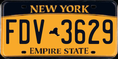 NY license plate FDV3629