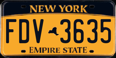 NY license plate FDV3635