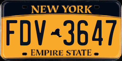 NY license plate FDV3647