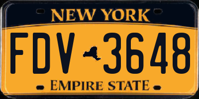 NY license plate FDV3648