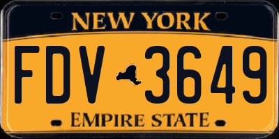 NY license plate FDV3649