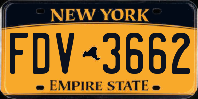 NY license plate FDV3662