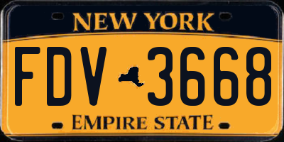 NY license plate FDV3668