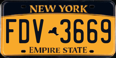 NY license plate FDV3669