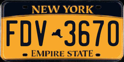 NY license plate FDV3670