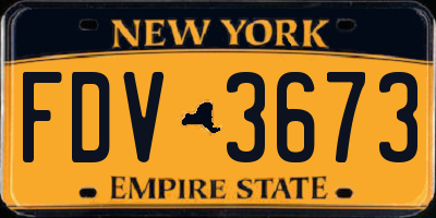NY license plate FDV3673