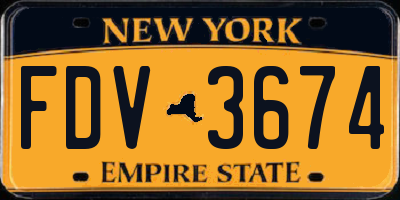 NY license plate FDV3674