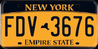 NY license plate FDV3676