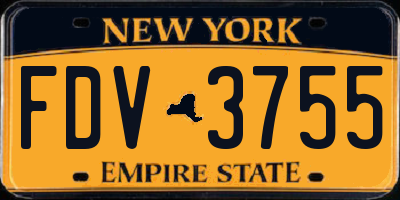 NY license plate FDV3755