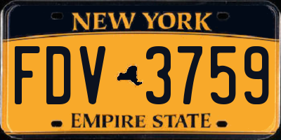 NY license plate FDV3759