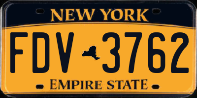NY license plate FDV3762