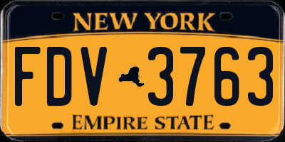NY license plate FDV3763