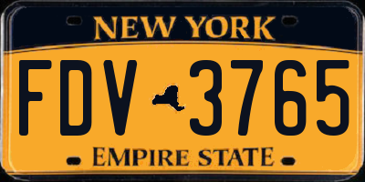 NY license plate FDV3765