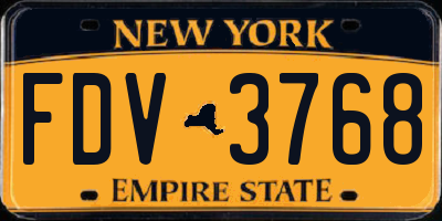 NY license plate FDV3768