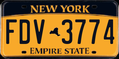 NY license plate FDV3774