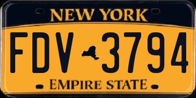 NY license plate FDV3794