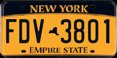 NY license plate FDV3801