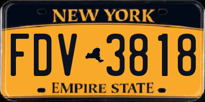 NY license plate FDV3818