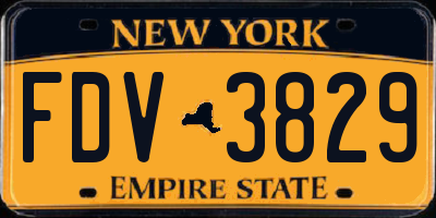 NY license plate FDV3829