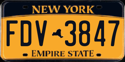 NY license plate FDV3847
