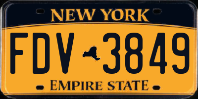 NY license plate FDV3849