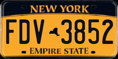 NY license plate FDV3852