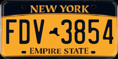 NY license plate FDV3854