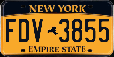 NY license plate FDV3855