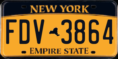 NY license plate FDV3864
