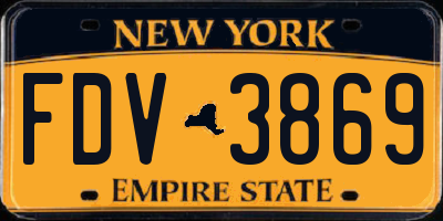 NY license plate FDV3869