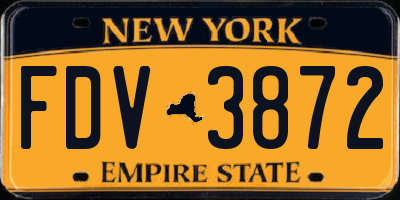 NY license plate FDV3872