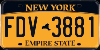 NY license plate FDV3881