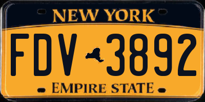 NY license plate FDV3892