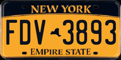 NY license plate FDV3893