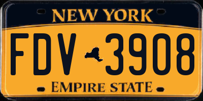 NY license plate FDV3908