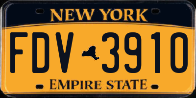 NY license plate FDV3910